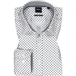 BOSS Hemd Ronni 50450758/489 Slim Fit, Baumwolle, Blau-weiß gemustert, Blau