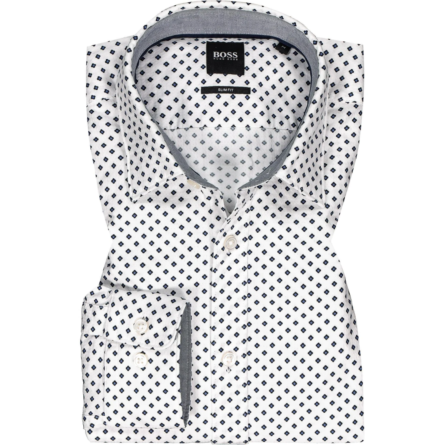 BOSS Hemd Ronni 50450758/489 Slim Fit, Baumwolle, Blau-weiß gemustert, Blau 1 BOSS Hemd Ronni 50450758/489 Slim Fit, Baumwolle, Blau-weiß gemustert, Blau