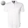 BOSS Hemd Puno 50421/100 Kurzarmhemd, Slim Fit, Jersey, Weiß