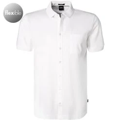 BOSS Hemd Puno 50421/100 Kurzarmhemd, Slim Fit, Jersey, Weiß