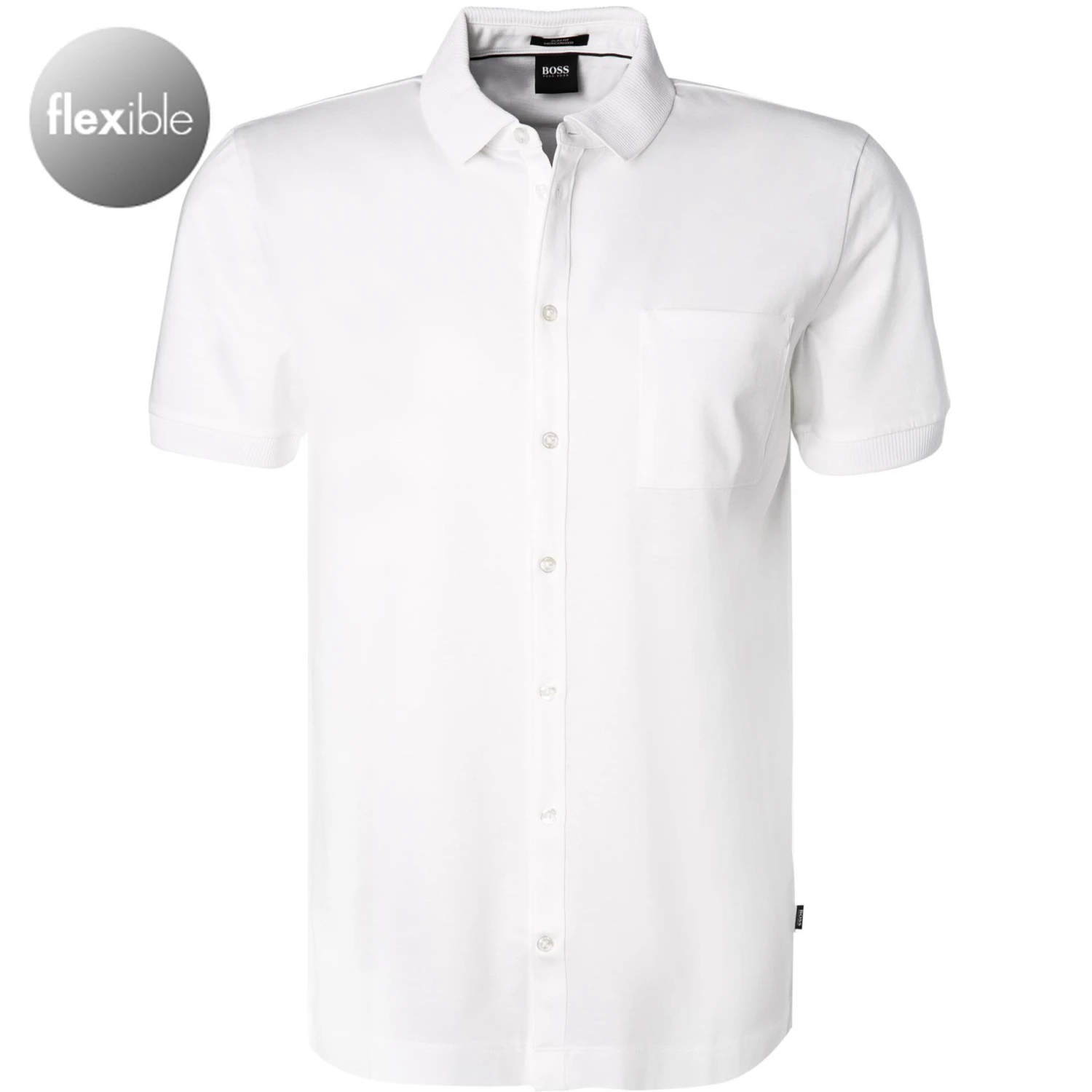 BOSS Hemd Puno 50421/100 Kurzarmhemd, Slim Fit, Jersey, Weiß 1 BOSS Hemd Puno 50421/100 Kurzarmhemd, Slim Fit, Jersey, Weiß