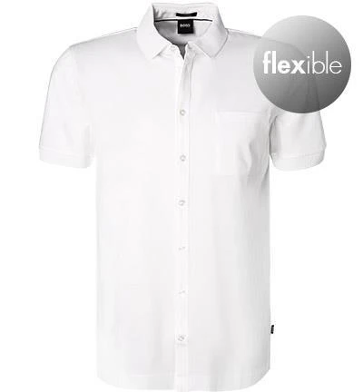 BOSS Hemd Puno 50421/100 Kurzarmhemd, Slim Fit, Jersey, Weiß 2 BOSS Hemd Puno 50421/100 Kurzarmhemd, Slim Fit, Jersey, Weiß – Bild 2