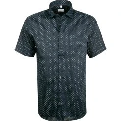 Seidensticker Hemd 198809/19 Kurzarmhemd, Regular Fit, Popeline, Blau gemustert, Nachtblau