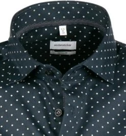 Seidensticker Hemd 198809/19 Kurzarmhemd, Regular Fit, Popeline, Blau gemustert, Nachtblau -hemdenverkauf 360970 norm2