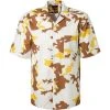 BOSS Hemd Forrest 50451289/736 Kurzarmhemd, Relaxed Fit, Baumwolle, Ecru-curry camouflage, Gelb