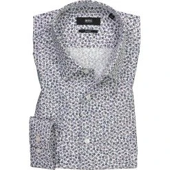 BOSS Hemd Isko 50450306/625 Slim Fit, Baumwolle, Blau gemustert, Rot-blau