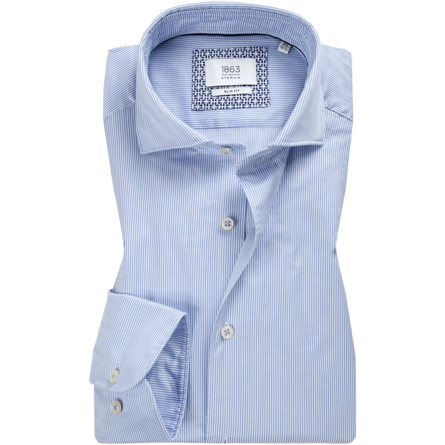 ETERNA Hemd 2357/FS82/12 Slim Fit, Baumwolle CO2-Neutral, Blau-weiß gestreift, Hellblau 1 ETERNA Hemd 2357/FS82/12 Slim Fit, Baumwolle CO2-Neutral, Blau-weiß gestreift, Hellblau