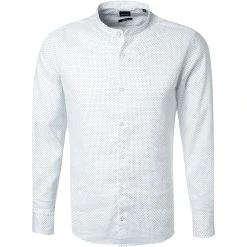 BOSS Hemd Rolfo 50451837/404 Slim Fit, Leinen, Weiß-blau gemustert, Weiß-marine