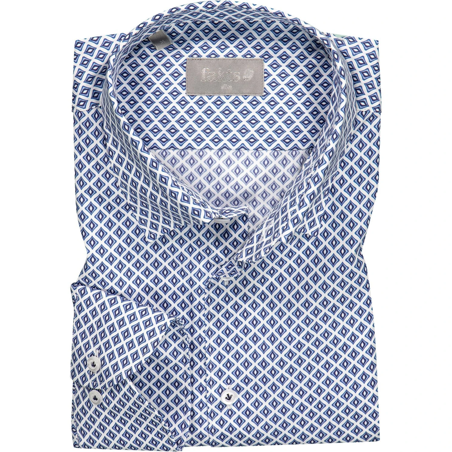 fakts Hemd 6011/254 Slim Fit, Baumwolle, Blau gemustert, Blau 1 fakts Hemd 6011/254 Slim Fit, Baumwolle, Blau gemustert, Blau