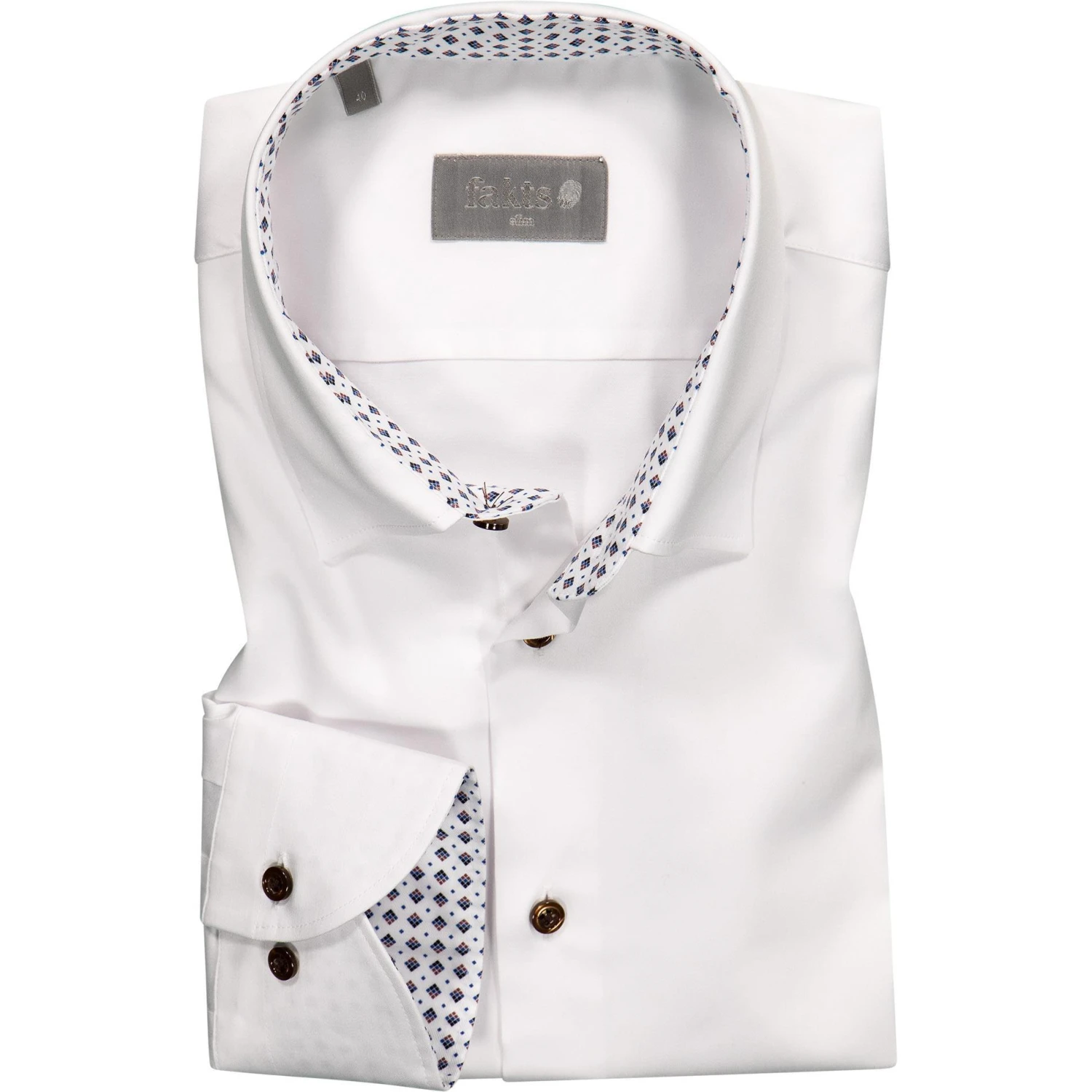 fakts Hemd 1000/111 Slim Fit, Baumwolle, Weiß 1 fakts Hemd 1000/111 Slim Fit, Baumwolle, Weiß