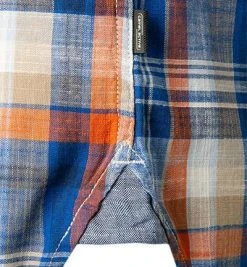 camel active Hemd 409237/5S34/90 Kurzarmhemd, Regular Fit, Baumwolle, Blau-orange kariert, Blau -hemdenverkauf 361956 norm4
