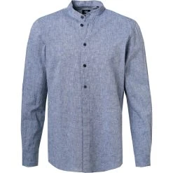 Strellson Hemd Conell 30026189/401 Baumwolle-Leinen, Blau meliert, Dunkelblau
