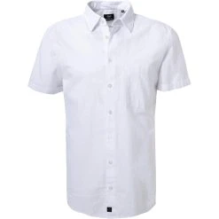 Strellson Hemd Corvin 30026190/100 Kurzarmhemd, Baumwolle-Leinen, Weiß