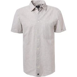 Strellson Hemd Corvin 30026190/270 Kurzarmhemd, Baumwolle-Leinen, Braun, Sandbraun