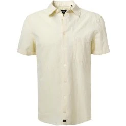 Strellson Hemd Corvin 30026190/740 Kurzarmhemd, Baumwolle-Leinen, Gelb meliert, Hellgelb