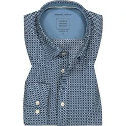 Marc O'Polo Hemd 121 7275 42418/C85 Regular Fit, Bio Baumwolle, Blau gemustert, Blau