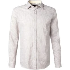 BOSS Hemd Ronni 50449144/268 Slim Fit, Leinen-Stretch, Beige gestreift, Beige