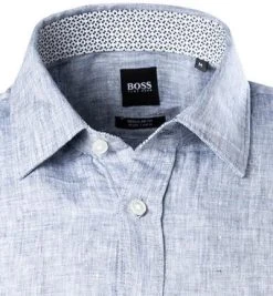 BOSS Hemd Luka 50448869/402 Kurzarmhemd, Regular Fit, Reines Leinen, Dunkelblau meliert, Dunkelblau -hemdenverkauf 362294 norm2