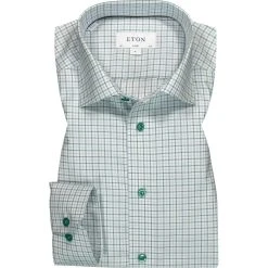 ETON Hemd 1000/02302/65 Classic Fit, Twill, Grün-weiß kariert, Grün-blau