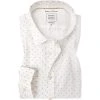 Marc O'Polo Hemd 122 7275 42216/A16 Shaped Fit, Bio Baumwolle, Weiß gemustert, Weiß
