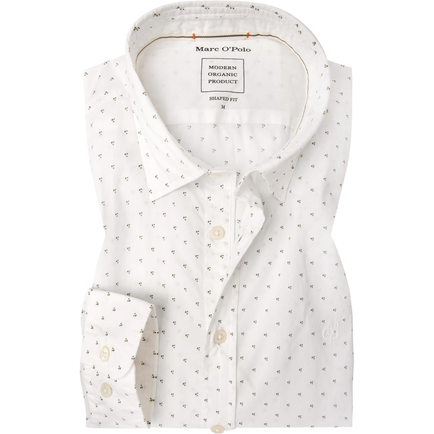 Marc O'Polo Hemd 122 7275 42216/A16 Shaped Fit, Bio Baumwolle, Weiß gemustert, Weiß 1 Marc O'Polo Hemd 122 7275 42216/A16 Shaped Fit, Bio Baumwolle, Weiß gemustert, Weiß