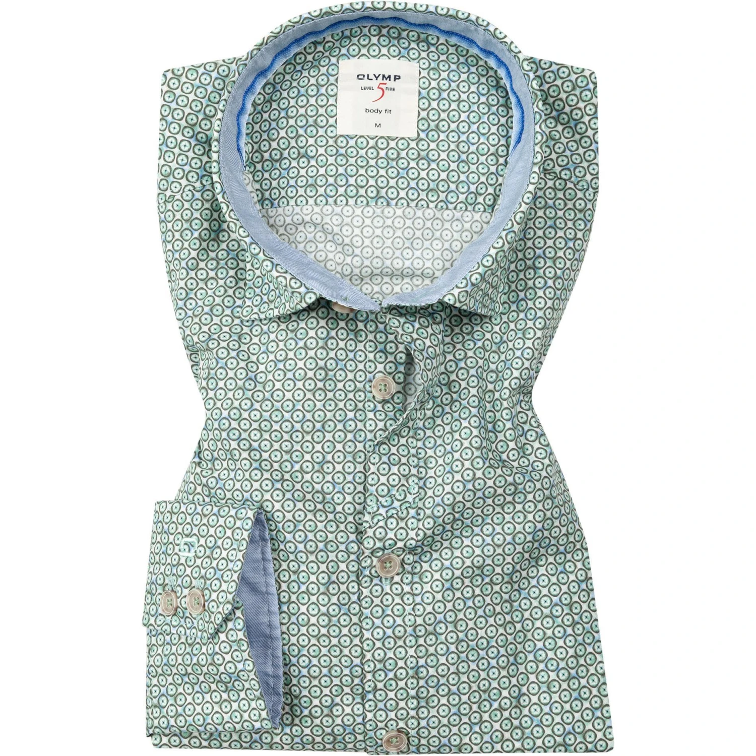 OLYMP Casual Level Five Body Fit 3016/74/45 Hemd, Baumwolle, Grün gemustert, Grün 1 OLYMP Casual Level Five Body Fit 3016/74/45 Hemd, Baumwolle, Grün gemustert, Grün
