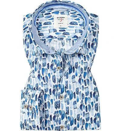 OLYMP Casual Level Five Body Fit 3008/74/00 Hemd, Popeline, Weiß-marine gemustert, Weiß 2 OLYMP Casual Level Five Body Fit 3008/74/00 Hemd, Popeline, Weiß-marine gemustert, Weiß – Bild 2