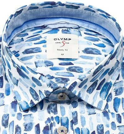 OLYMP Casual Level Five Body Fit 3008/74/00 Hemd, Popeline, Weiß-marine gemustert, Weiß 3 OLYMP Casual Level Five Body Fit 3008/74/00 Hemd, Popeline, Weiß-marine gemustert, Weiß – Bild 3