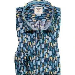 OLYMP Casual Level Five Body Fit 3008/74/18 Hemd, Popeline, Marine gemustert, Marine