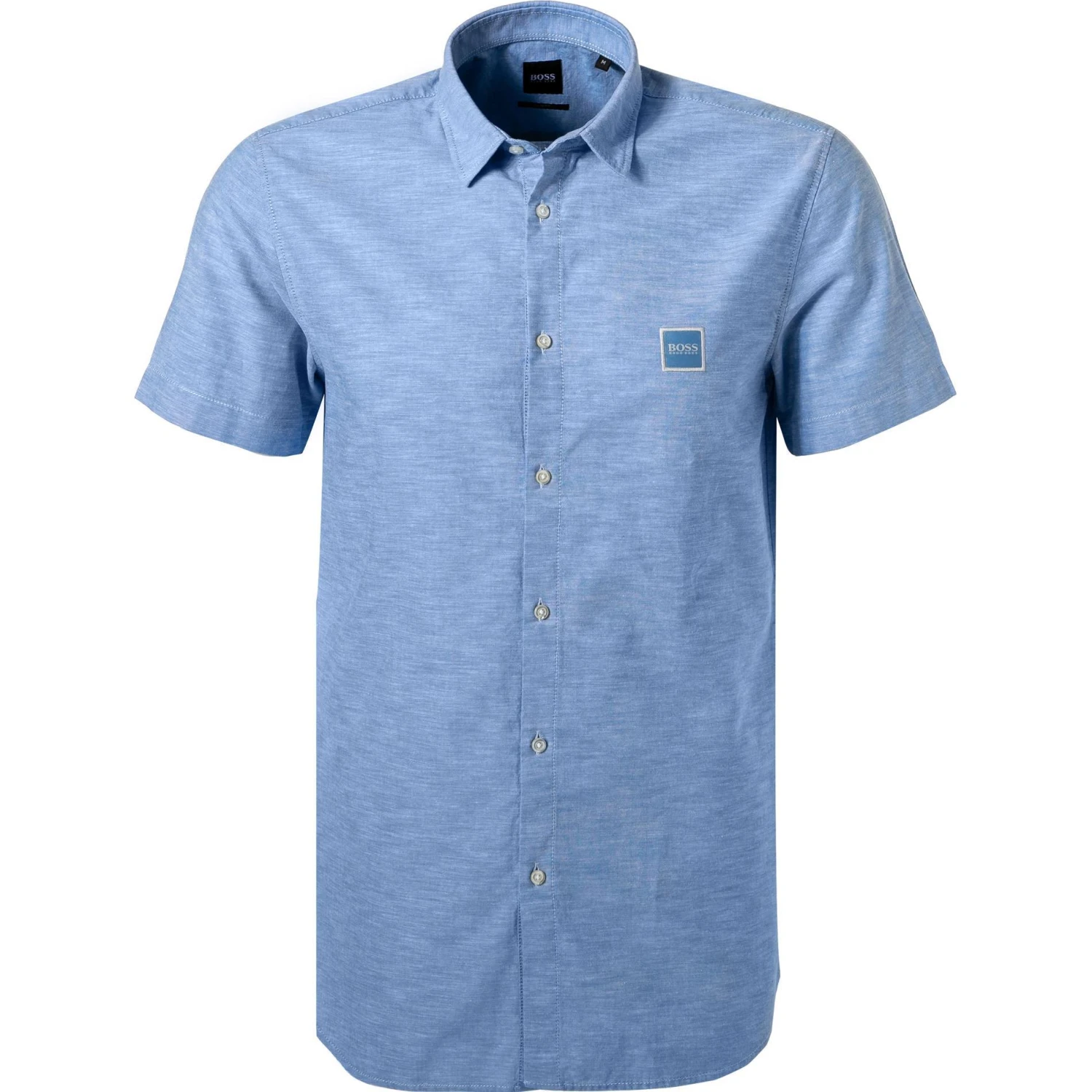 BOSS Hemd Magneton 50441345/460 Kurzarmhemd, Slim Fit, Baumwolle, Bleu meliert, Blau 1 BOSS Hemd Magneton 50441345/460 Kurzarmhemd, Slim Fit, Baumwolle, Bleu meliert, Blau