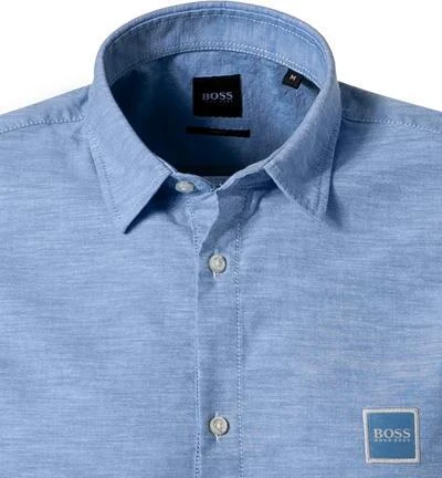 BOSS Hemd Magneton 50441345/460 Kurzarmhemd, Slim Fit, Baumwolle, Bleu meliert, Blau 3 BOSS Hemd Magneton 50441345/460 Kurzarmhemd, Slim Fit, Baumwolle, Bleu meliert, Blau – Bild 3
