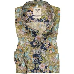 OLYMP Level Five Body Fit smartbusiness 3502/74/18 Hemd, Baumwolle, Multicolor gemustert, Marine