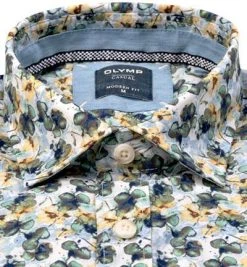 OLYMP Casual Modern Fit 4042/74/50 Hemd, Baumwolle, Gelb-grün gemustert, Hellgelb -hemdenverkauf 363003 norm2