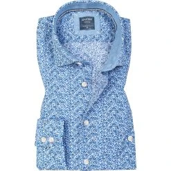 OLYMP Casual Modern Fit 4100/74/00 Hemd, Baumwolle, Blau-weiß gemustert, Weiß-blau