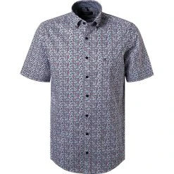 CasaModa Hemd 913645900/100 Kurzarmhemd, Comfort Fit, Popeline, Multicolour gemustert, Blau
