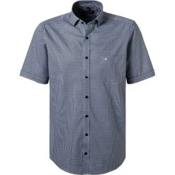 CasaModa Hemd 913646300/100 Kurzarmhemd, Comfort Fit, Popeline, Multicolour gemustert, Blau
