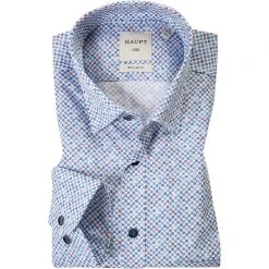 Haupt Hemd 7112028222/40701 Regular Fit, Baumwolle, Blau gemustert, Jeansblau