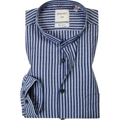 Haupt Hemd 7112018238/20708 Regular Fit, Baumwolle-Leinen, Blau gestreift, Navy-blau