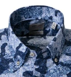 Haupt Hemd 7112838251/40708 Kurzarmhemd, Regular Fit, Baumwolle, Dunkelblau-weiß gemustert, Dunkelblau-weiß -hemdenverkauf 363272 norm2