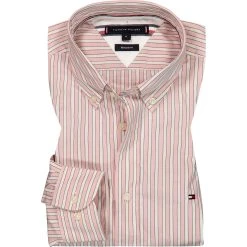 Tommy Hilfiger Hemd MW0MW17568/0D1 Regular Fit, Popeline, Weiß-pink gestreift, Pink