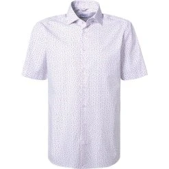 Seidensticker Hemd 198001/46 Kurzarmhemd, Regular Fit, Popeline, Weiß gemustert, Rot-weiß