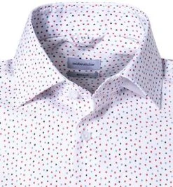 Seidensticker Hemd 198001/46 Kurzarmhemd, Regular Fit, Popeline, Weiß gemustert, Rot-weiß -hemdenverkauf 363335 norm2