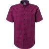 Seidensticker Hemd 199013/48 Kurzarmhemd, Regular Fit, Popeline, Bordeaux kariert, Bordeaux-schwarz