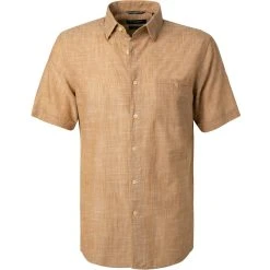 Pierre Cardin Hemd 53916/000/27175/9056 Kurzarmhemd, Modern Fit, Baumwolle, Hellbraun meliert, Hellbraun