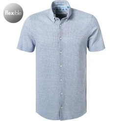 Pierre Cardin Hemd 03621/000/27461/9001 Kurzarmhemd, Slim Fit, Jersey-Piquée, Hellblau gemustert, Hellblau-navy