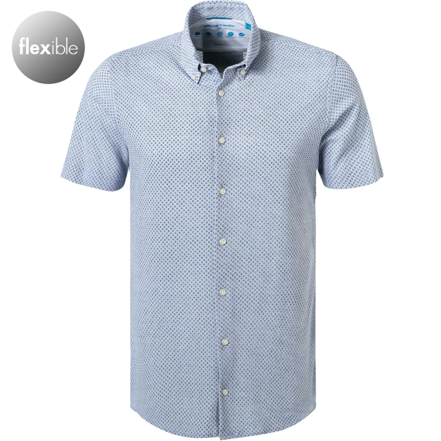 Pierre Cardin Hemd 03621/000/27461/9001 Kurzarmhemd, Slim Fit, Jersey-Piquée, Hellblau gemustert, Hellblau-navy 1 Pierre Cardin Hemd 03621/000/27461/9001 Kurzarmhemd, Slim Fit, Jersey-Piquée, Hellblau gemustert, Hellblau-navy