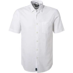 Pierre Cardin Hemd 53916/000/27175/9000 Kurzarmhemd, Modern Fit, Baumwolle, Weiß meliert, Weiß