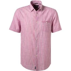 Pierre Cardin Hemd 53916/000/27174/9033 Kurzarmhemd, Modern Fit, Baumwolle, Rosa gestreift, Rosa