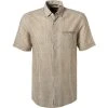 Pierre Cardin Hemd 53916/000/27174/9056 Kurzarmhemd, Modern Fit, Baumwolle, Hellbraun gestreift, Hellbraun