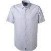 Pierre Cardin Hemd 53915/000/27577/9000 Kurzarmhemd, Modern Fit, Baumwolle, Weiß-blau gemustert, Weiß-blau-rot